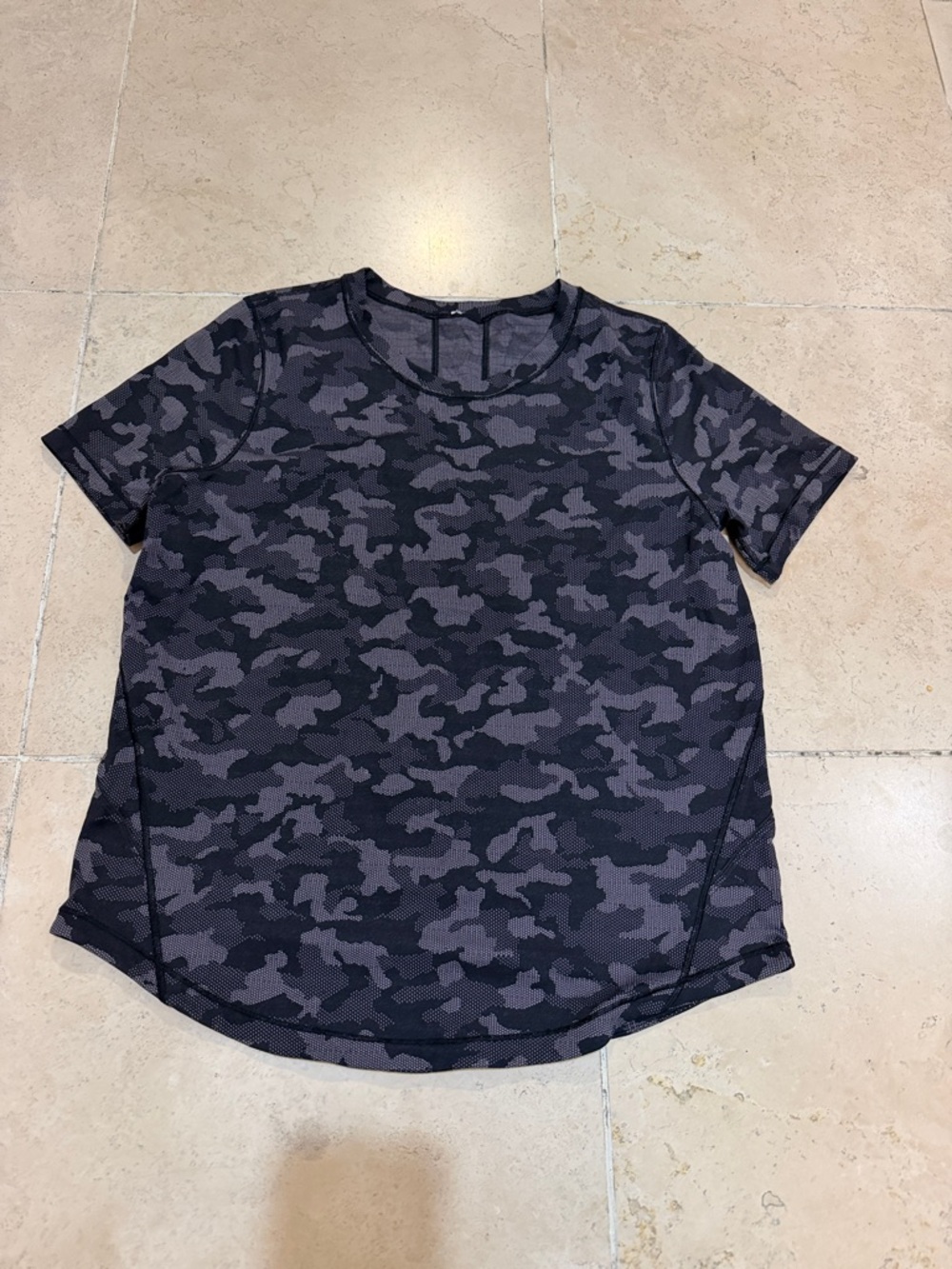 lululemon athletica Black and Gray Camo Short Sleeve Tee